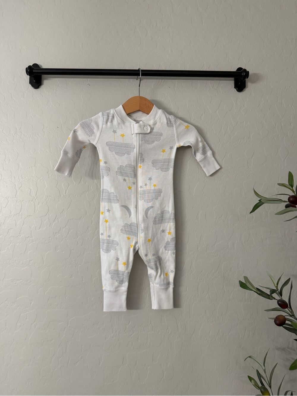 Hanna Andersson Moon/Cloud Cotton Baby Footie Pajamas
